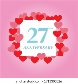 27 year anniversary, vector design with love for celebrations, invitation cards and greeting cards