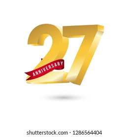 27 Year Anniversary Vector Template Design Illustration