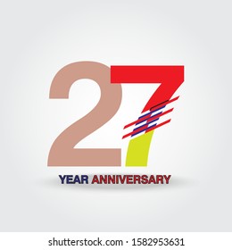 27 Year Anniversary Vector Template Design Illustration