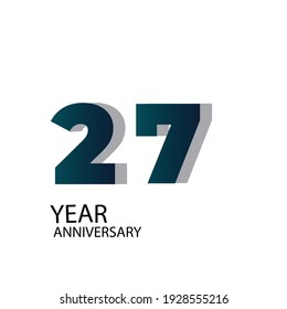 Diseño de plantilla vectorial de 27 años Ilustración Fondo azul elegante blanco