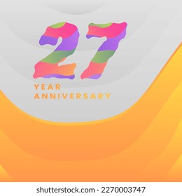 27 Years Anniversary Celebration. Abstract numbers with colorful templates. eps 10.