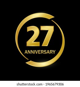 27 years anniversary celebration with elegant golden color and ring for anniversary celebration 