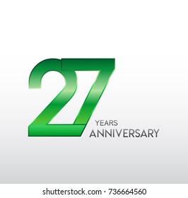 27 Years Anniversary Celebration green Design logo