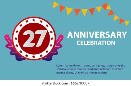 27 years anniversary celebration logo vector template design illustration