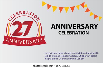 27 years anniversary celebration logo vector template design 