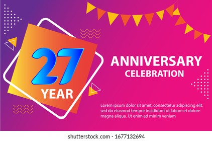27 years anniversary celebration logo vector template design
