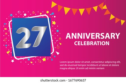 27 years anniversary celebration logo vector template design