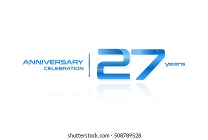27 years anniversary celebration logo, blue, isolated on white background
