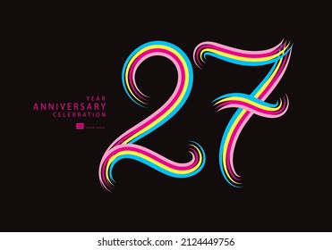 27 years anniversary celebration logotype colorful line vector, 27th birthday logo, 27 number, Banner template, vector design template elements for invitation card and poster, t shirt design vector