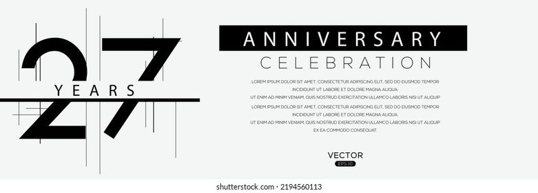 27 years anniversary celebration template, Vector illustration.