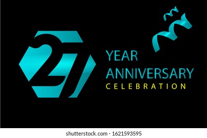 27 Years Anniversary Celebration Vector Template Design Illustration