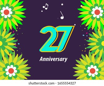 27 Years Anniversary Celebration Vector Template Design Illustration