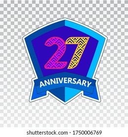 27 Years Anniversary Celebration Vector Template Design Illustration