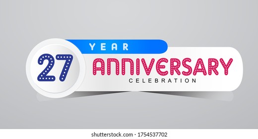 Ilustración de diseño de plantillas vectoriales de celebración de 27 años