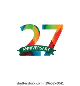 27 Years Anniversary Celebration Vector Template Design Illustration