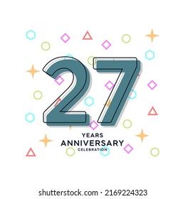27 Years Anniversary Celebration Vector Template Design Illustration