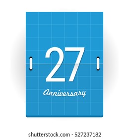 27 Years Anniversary Logo Designed like Flip Calendar