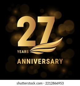 27 Jahre Jubiläum Logo, Template-Design mit goldener Farbe für Poster, Banner, Broschüren, Magazine, Web, Broschüren, Einladungen oder Grußkarten. Vektorgrafik