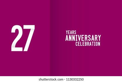 27 Years Anniversary logotype with white flat colored font  for company celebration event, birthday