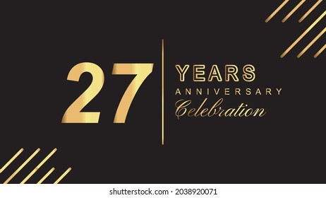 27 years anniversary luxury gold isolated on black background for 27th anniversary celebration event vector