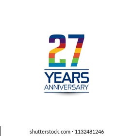 27 years anniversary rainbow color style simple design with white background for company celebration event