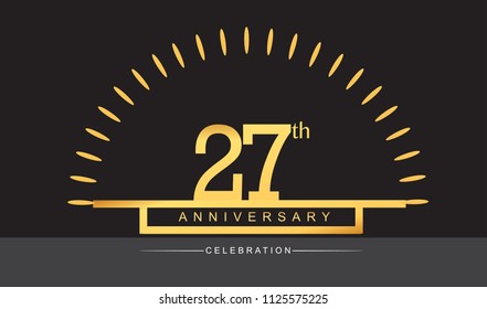 27 years golden anniversary logo celebration with firework elegant design for anniversary celebration.

