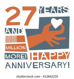 27 Years Happy Anniversary (Vector Illustration Concept Design)