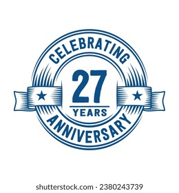 27 years logo design template. 27th anniversary vector and illustration.