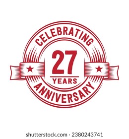 27 years logo design template. 27th anniversary vector and illustration.