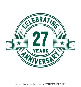 27 years logo design template. 27th anniversary vector and illustration.