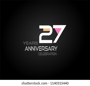 27 years simple black background with elegance white anniversary and orange, pink color accent