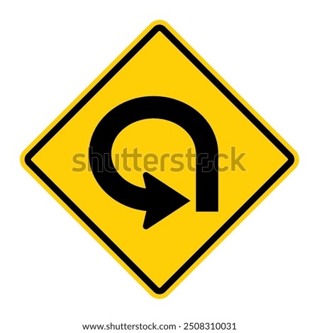 270 Degree Curve Loop warning road sign. Vector