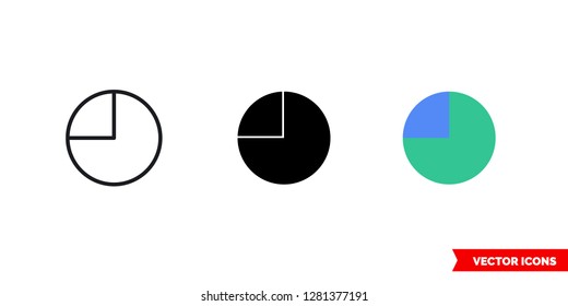 270 degrees icon of 3 types: color, black and white, outline. Isolated vector sign symbol.