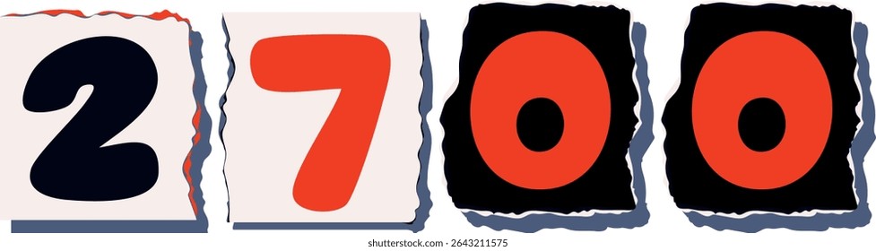 2700 Retro torn paper number Design art