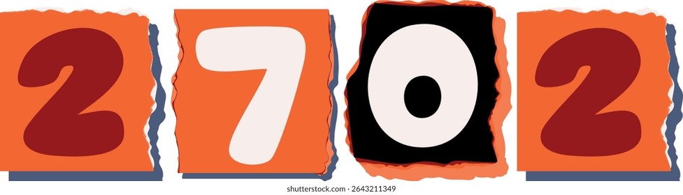 2702 Retro torn paper number Design art