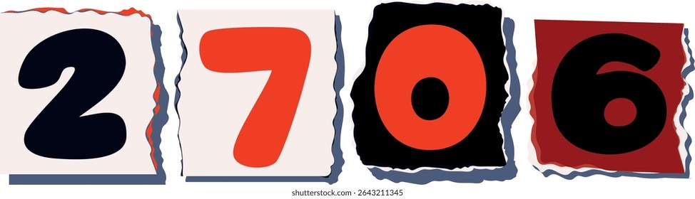 2706 Retro torn paper number Design art