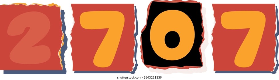 2707 Retro torn paper number Design art