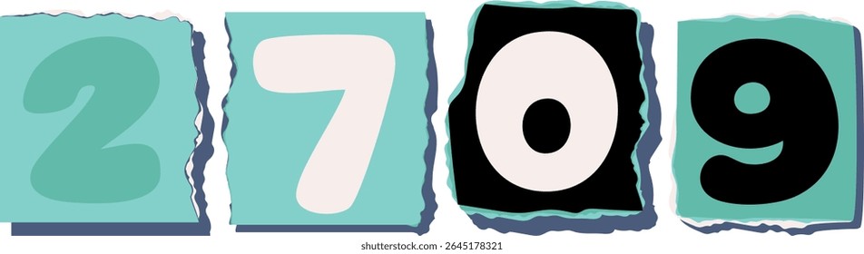 2709 Retro torn paper number Design art