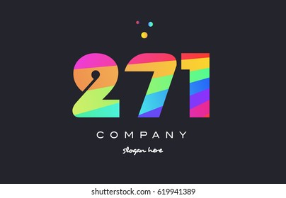 271 creative color green orange blue magenta pink number digit company logo vector icon spectrum