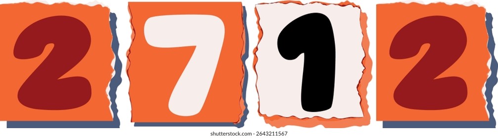 2712 Retro torn paper number Design art