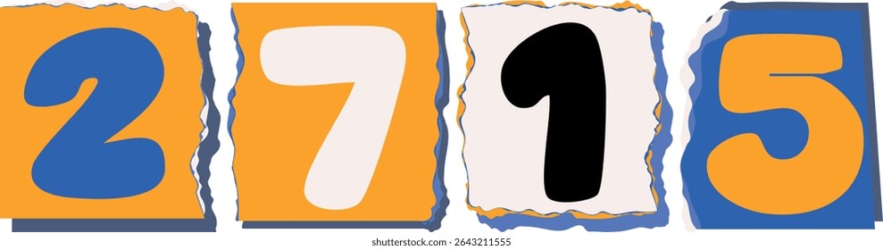 2715 Retro torn paper number Design art