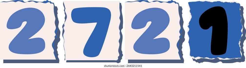 2721 Retro torn paper number Design art