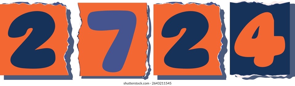 2724 Retro torn paper number Design art