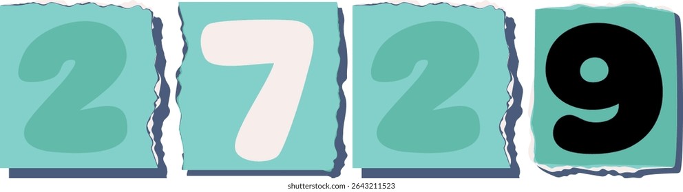 2729 Retro torn paper number Design art