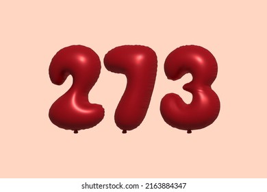 273 3d number balloon made of realistic metallic air balloon 3d rendering. 3D Red helium balloons for sale decoration Party Birthday, Celebrate anniversary, Wedding Holiday. Vector illustration