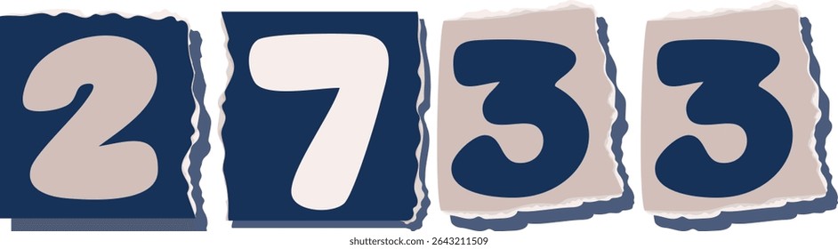 2733 Retro torn paper number Design art