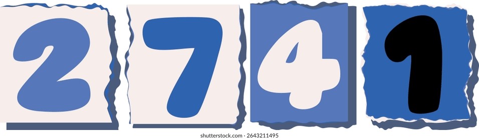 2741 Retro torn paper number Design art