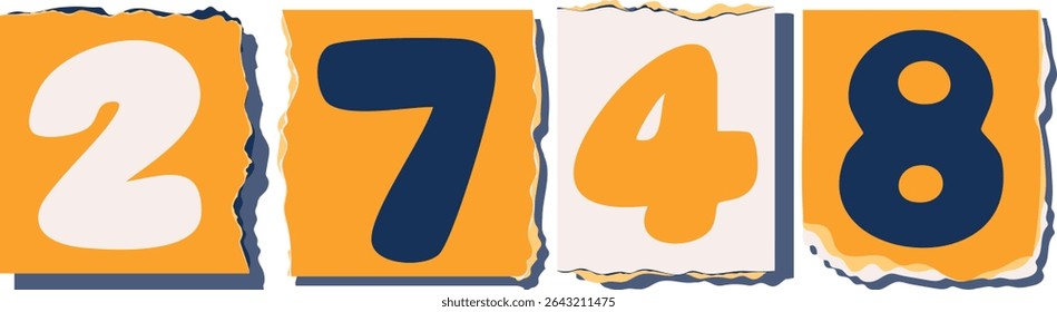 2748 Retro torn paper number Design art