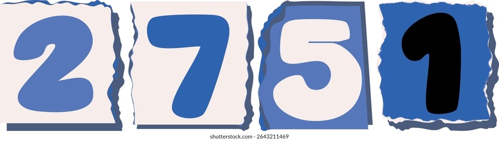 2751 Retro torn paper number Design art