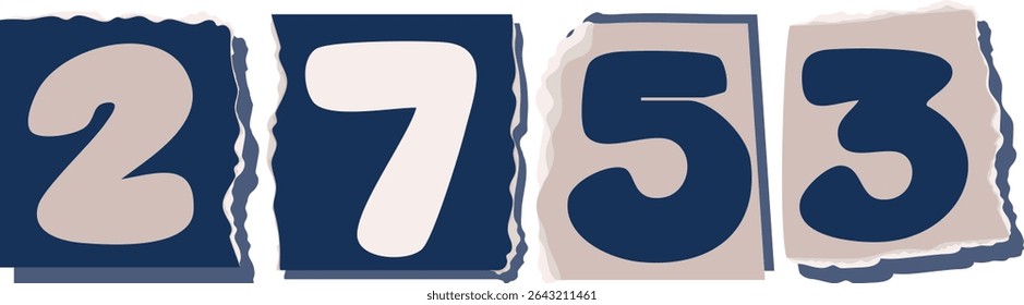 2753 Retro torn paper number Design art